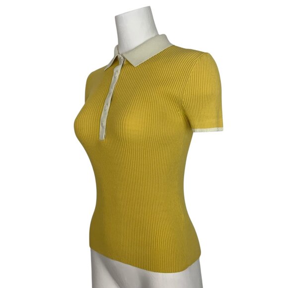 Rag And Bone Libby Short Sleeve Polo Shirt Sweater S Yellow - Picture 3 of 15